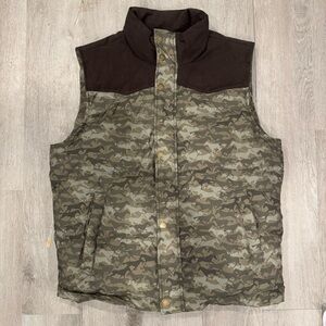 BROOKS BROTHERS Duck Down Puffer Vest Full Zip Printed Horse Camo Sz M NWT